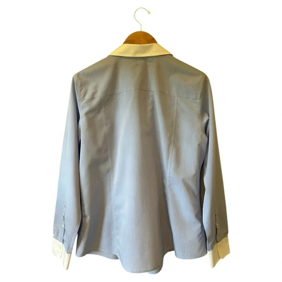 BROOKS BROTHERS 346 Womens Blue Fitted Non-Iron Button Front Shirt Size 16 - Picture 4 of 6